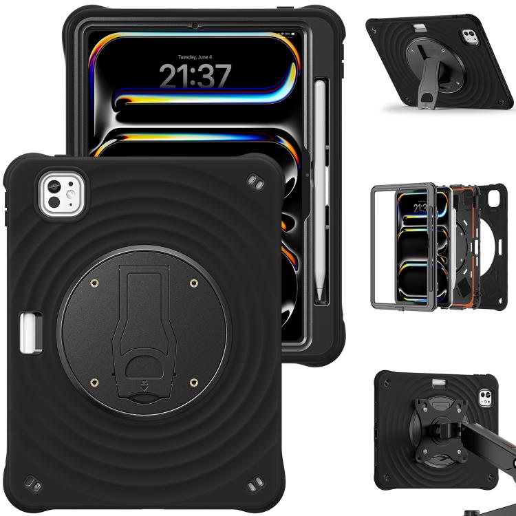 For iPad Pro 11 2025 / 2024 Holder Silicone Hybrid PC Tablet Case(Black) by bashfashion