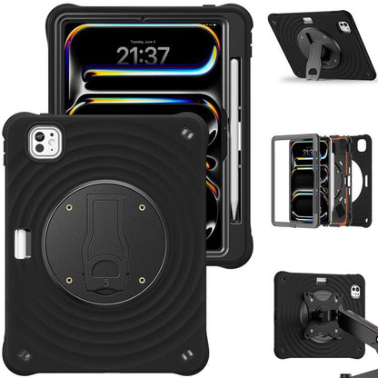 For iPad Pro 11 2025 / 2024 Holder Silicone Hybrid PC Tablet Case(Black) by bashfashion