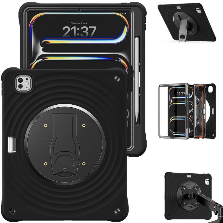 For iPad Pro 13 2025 / 2024 Holder Silicone Hybrid PC Tablet Case(Black) by bashfashion