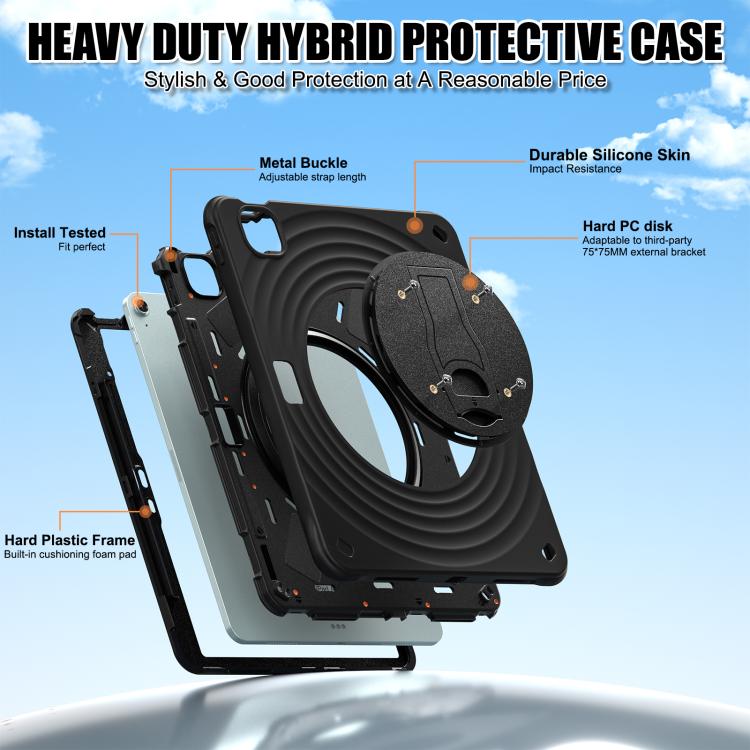 For iPad Air 13 2024 / 2025 Holder Silicone Hybrid PC Tablet Case(Black) by bashfashion