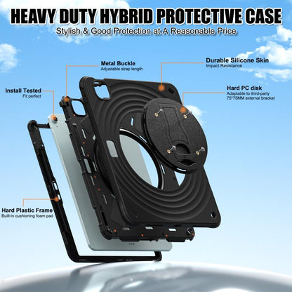 For iPad Air 13 2024 / 2025 Holder Silicone Hybrid PC Tablet Case(Black) by bashfashion