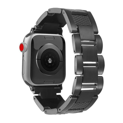 For Apple Watch 46mm / 49mm / 45mm / 44mm Wave Thread 3-bead Stainless Steel Watch Band(Black) by bashfashion
