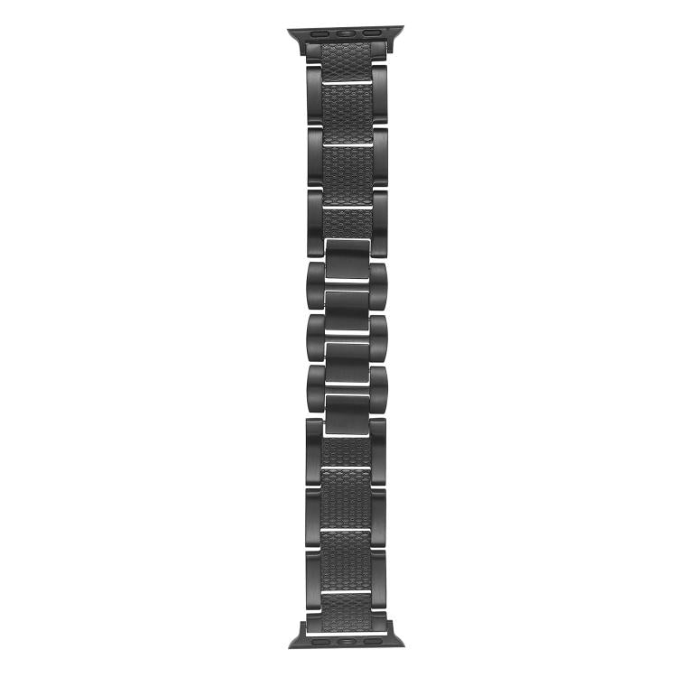 For Apple Watch 46mm / 49mm / 45mm / 44mm Wave Thread 3-bead Stainless Steel Watch Band(Black) by bashfashion