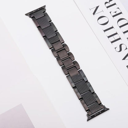 For Apple Watch 46mm / 49mm / 45mm / 44mm Wave Thread 3-bead Stainless Steel Watch Band(Black) by bashfashion