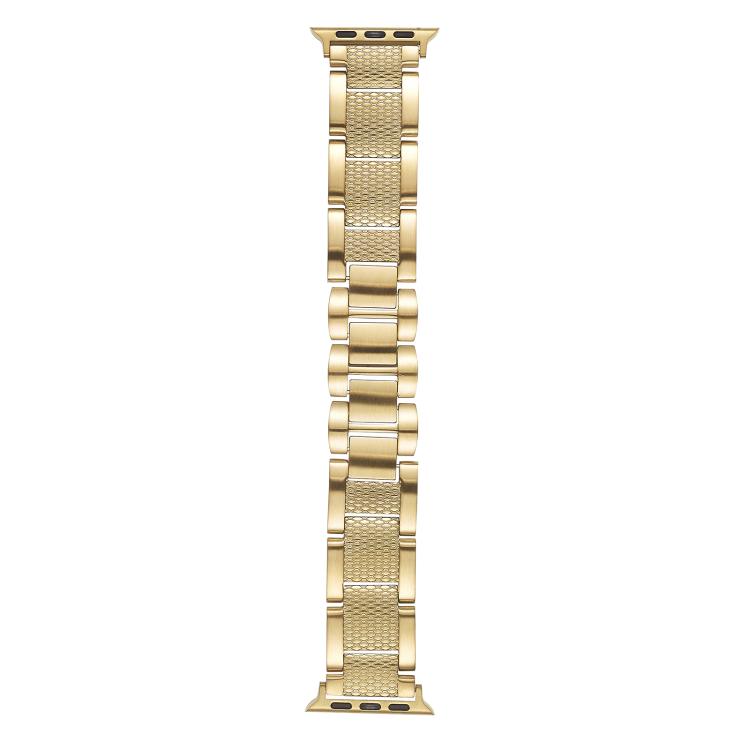 For Apple Watch 46mm / 49mm / 45mm / 44mm Wave Thread 3-bead Stainless Steel Watch Band(Gold) by bashfashion