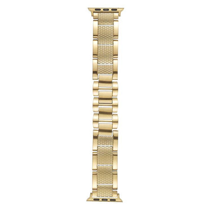 For Apple Watch 46mm / 49mm / 45mm / 44mm Wave Thread 3-bead Stainless Steel Watch Band(Gold) by bashfashion