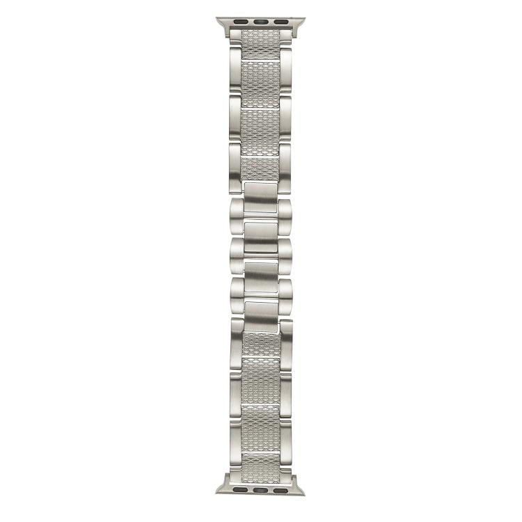 For Apple Watch 46mm / 49mm / 45mm / 44mm Wave Thread 3-bead Stainless Steel Watch Band(Starlight) by bashfashion