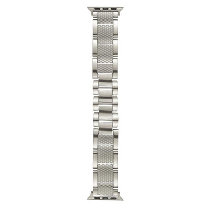 For Apple Watch 46mm / 49mm / 45mm / 44mm Wave Thread 3-bead Stainless Steel Watch Band(Starlight) by bashfashion