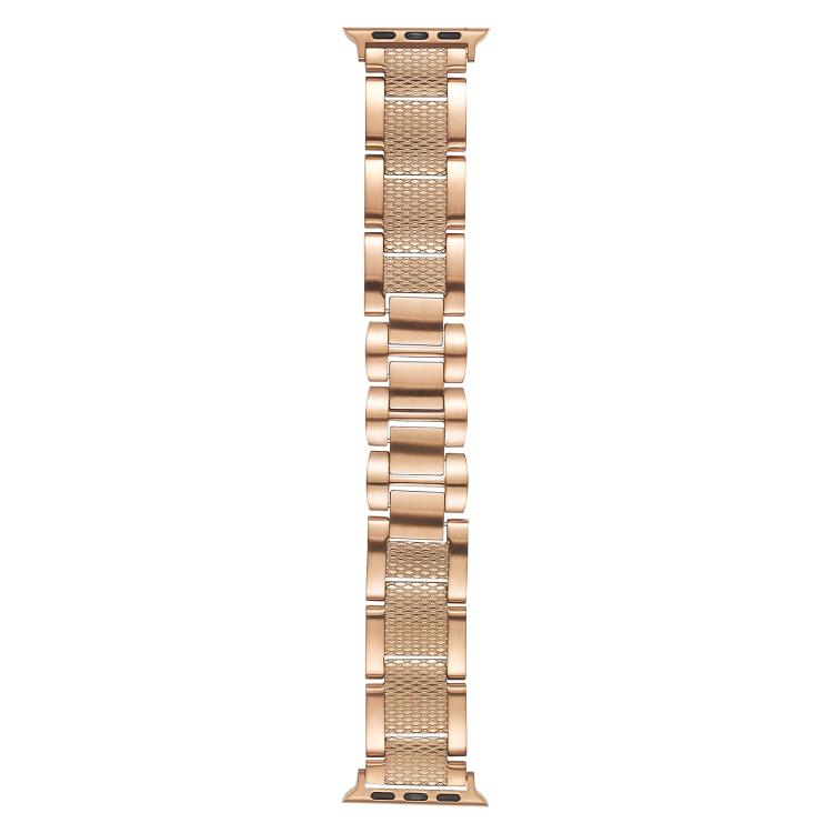 For Apple Watch 42mm / 41mm / 40mm / 38mm Wave Thread 3-bead Stainless Steel Watch Band(Rose Gold) by bashfashion