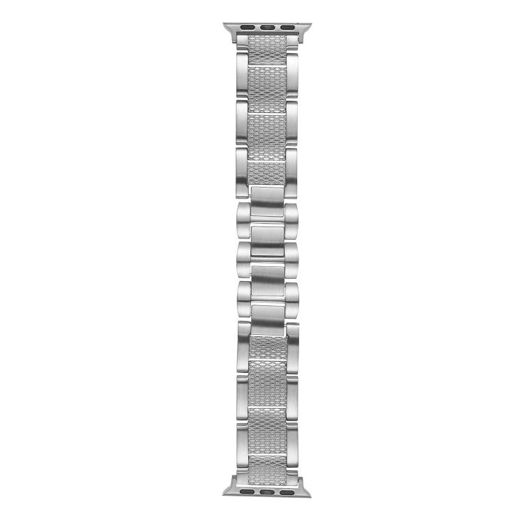 For Apple Watch 42mm / 41mm / 40mm / 38mm Wave Thread 3-bead Stainless Steel Watch Band(Silver) by bashfashion