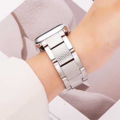 For Apple Watch 42mm / 41mm / 40mm / 38mm Wave Thread 3-bead Stainless Steel Watch Band(Silver) by bashfashion