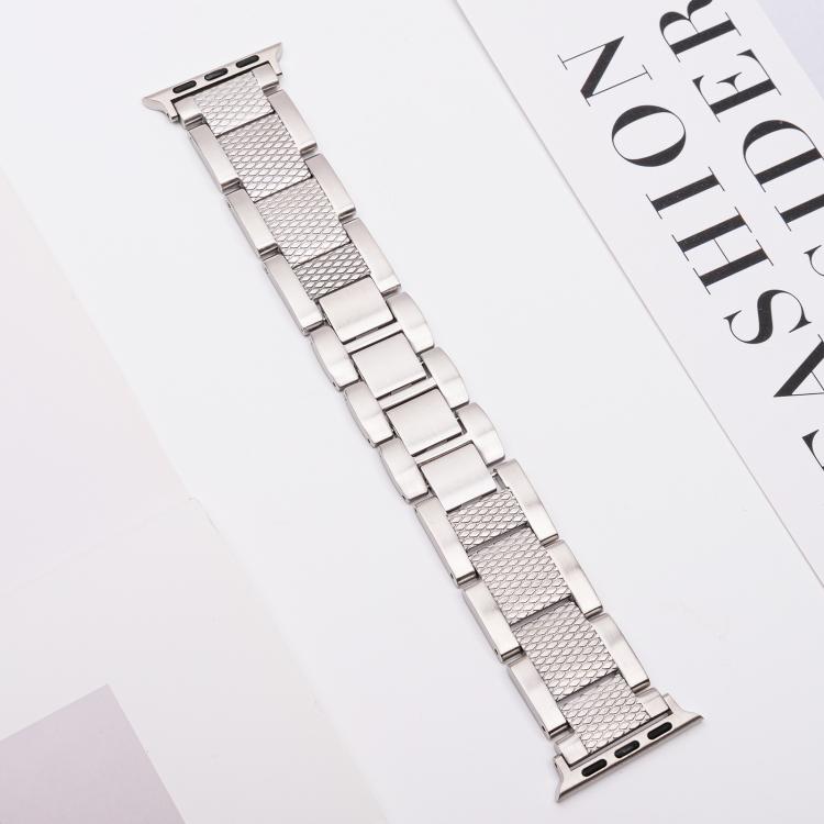 For Apple Watch 42mm / 41mm / 40mm / 38mm Wave Thread 3-bead Stainless Steel Watch Band(Starlight) by bashfashion