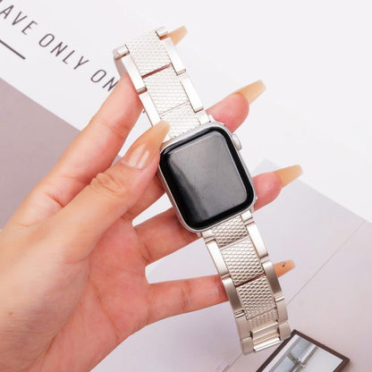 For Apple Watch 42mm / 41mm / 40mm / 38mm Wave Thread 3-bead Stainless Steel Watch Band(Starlight) by bashfashion