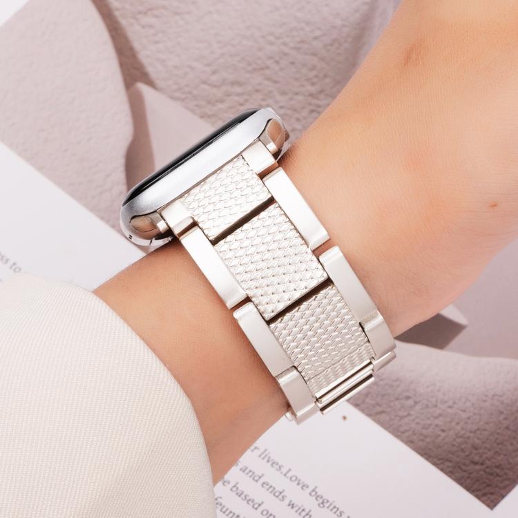 For Apple Watch 42mm / 41mm / 40mm / 38mm Wave Thread 3-bead Stainless Steel Watch Band(Starlight) by bashfashion