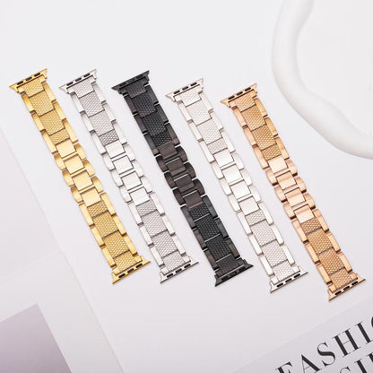 For Apple Watch 46mm / 49mm / 45mm / 44mm Wave Thread 3-bead Stainless Steel Watch Band(Black) by bashfashion