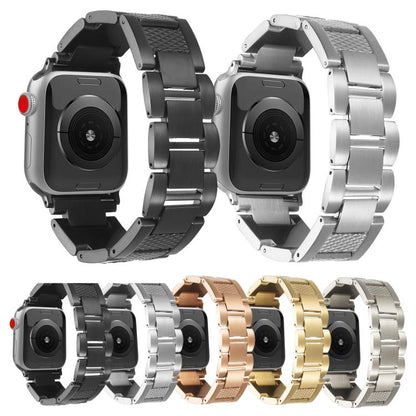 For Apple Watch 46mm / 49mm / 45mm / 44mm Wave Thread 3-bead Stainless Steel Watch Band(Black) by bashfashion