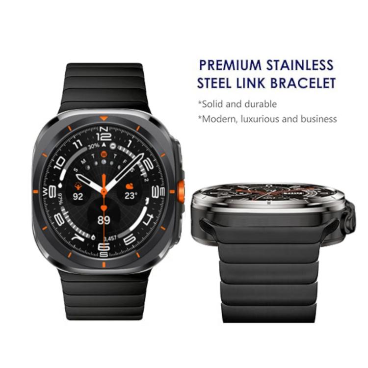 For Samsung Galaxy Watch Ultra 47mm / Ultra 2025 Bamboo Norman Buckle Stainless Steel Watch Band(Black) by bashfashion