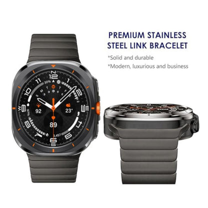 For Samsung Galaxy Watch Ultra 47mm / Ultra 2025 Bamboo Norman Buckle Stainless Steel Watch Band(Slate) by bashfashion