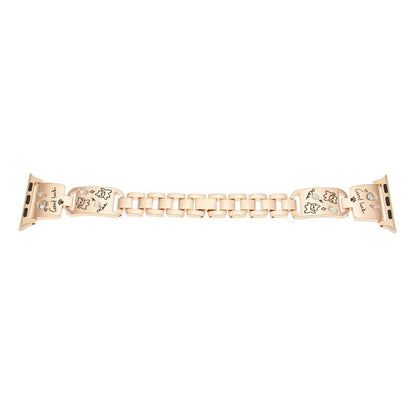 For Apple Watch 46mm / 49mm / 45mm / 44mm Colored Diamond Cat Stainless Steel Watch Band(Rose Gold) by bashfashion