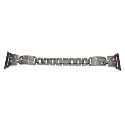 For Apple Watch 42mm / 41mm / 40mm / 38mm Colored Diamond Cat Stainless Steel Watch Band(Black) by bashfashion