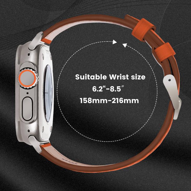 For Apple Watch 46mm / 49mm / 45mm / 44mm Titanium Buckle Nappa Genuine Leather Watch Band(Orange) by bashfashion