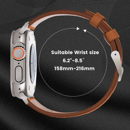 For Apple Watch 46mm / 49mm / 45mm / 44mm Titanium Buckle Nappa Genuine Leather Watch Band(Brown) by bashfashion