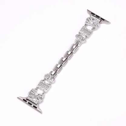 For Apple Watch 46mm / 49mm / 45mm / 44mm Bow Jewelry Buckle Stainless Steel Watch Band(Rose Gold) by bashfashion