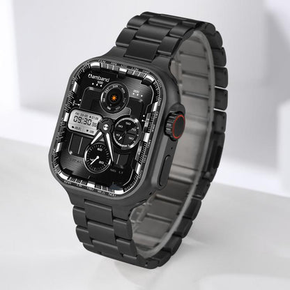 For Apple Watch 46mm / 49mm / 45mm / 44mm Norman Clasp Three-Link Stainless Steel Watch Band(Black) by bashfashion