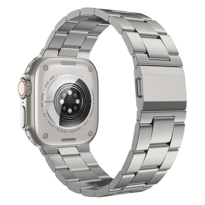 For Apple Watch 46mm / 49mm / 45mm / 44mm Norman Clasp Three-Link Stainless Steel Watch Band(Titanium) by bashfashion