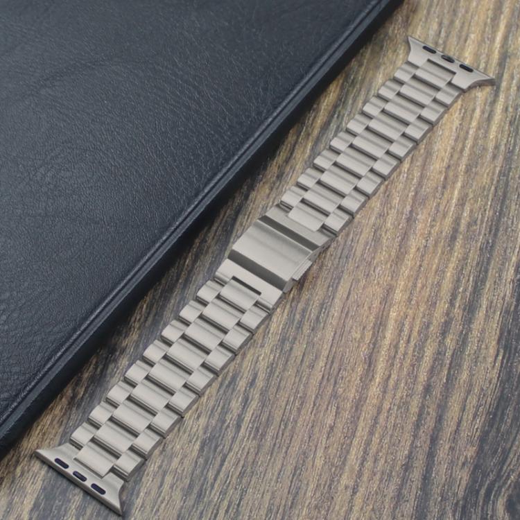For Apple Watch 46mm / 49mm / 45mm / 44mm Norman Clasp Three-Link Stainless Steel Watch Band(Titanium) by bashfashion