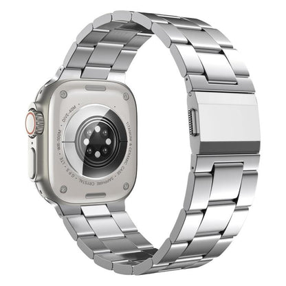 For Apple Watch 46mm / 49mm / 45mm / 44mm Norman Clasp Three-Link Stainless Steel Watch Band(Silver) by bashfashion