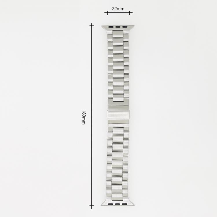 For Apple Watch 46mm / 49mm / 45mm / 44mm Norman Clasp Three-Link Stainless Steel Watch Band(Black) by bashfashion