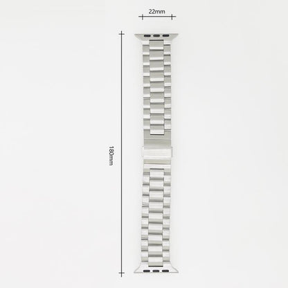 For Apple Watch 46mm / 49mm / 45mm / 44mm Norman Clasp Three-Link Stainless Steel Watch Band(Titanium) by bashfashion