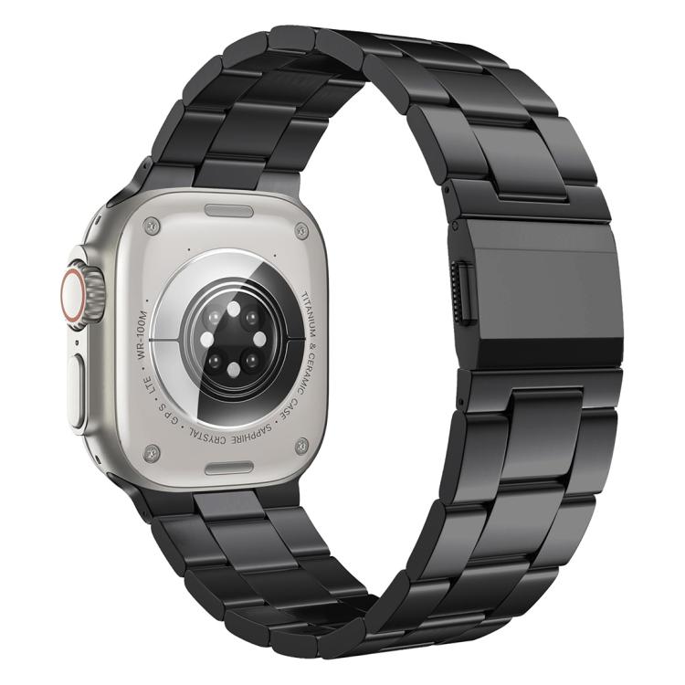 For Apple Watch 46mm / 49mm / 45mm / 44mm Norman Clasp Three-Link Titanium Alloy Watch Band(Black) by bashfashion