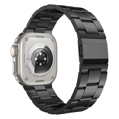 For Apple Watch 46mm / 49mm / 45mm / 44mm Norman Clasp Three-Link Titanium Alloy Watch Band(Black) by bashfashion