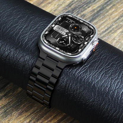 For Apple Watch 46mm / 49mm / 45mm / 44mm Norman Clasp Three-Link Titanium Alloy Watch Band(Black) by bashfashion
