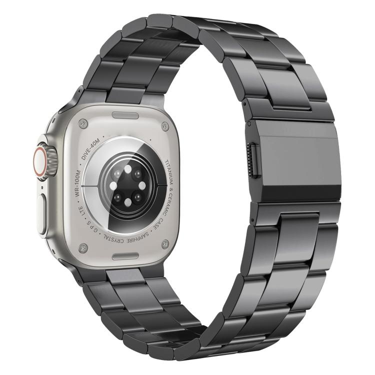 For Apple Watch 46mm / 49mm / 45mm / 44mm Norman Clasp Three-Link Titanium Alloy Watch Band(Tin Color) by bashfashion