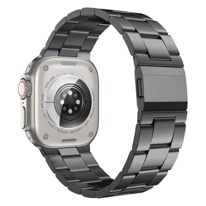 For Apple Watch 46mm / 49mm / 45mm / 44mm Norman Clasp Three-Link Titanium Alloy Watch Band(Tin Color) by bashfashion