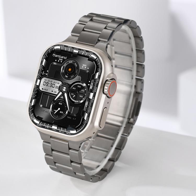 For Apple Watch 46mm / 49mm / 45mm / 44mm Norman Clasp Three-Link Titanium Alloy Watch Band(Tin Color) by bashfashion