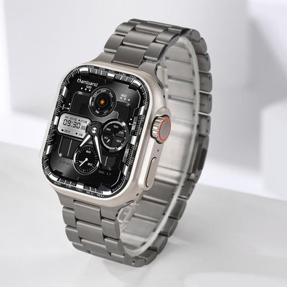 For Apple Watch 46mm / 49mm / 45mm / 44mm Norman Clasp Three-Link Titanium Alloy Watch Band(Tin Color) by bashfashion