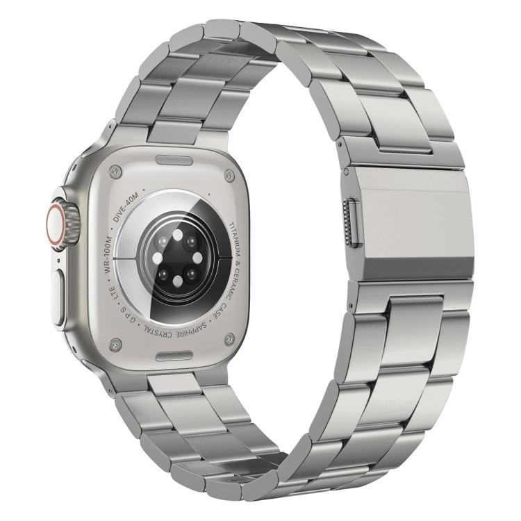 For Apple Watch 46mm / 49mm / 45mm / 44mm Norman Clasp Three-Link Titanium Alloy Watch Band(Titanium) by bashfashion