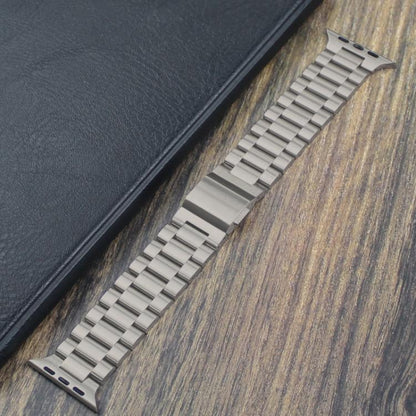 For Apple Watch 46mm / 49mm / 45mm / 44mm Norman Clasp Three-Link Titanium Alloy Watch Band(Titanium) by bashfashion