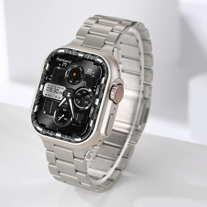 For Apple Watch 46mm / 49mm / 45mm / 44mm Norman Clasp Three-Link Titanium Alloy Watch Band(Titanium) by bashfashion