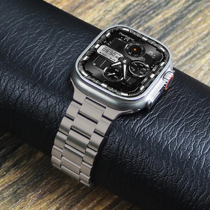 For Apple Watch 46mm / 49mm / 45mm / 44mm Norman Clasp Three-Link Titanium Alloy Watch Band(Titanium) by bashfashion