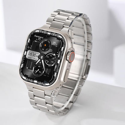 For Apple Watch 46mm / 49mm / 45mm / 44mm Norman Clasp Three-Link Titanium Alloy Watch Band(Silver) by bashfashion
