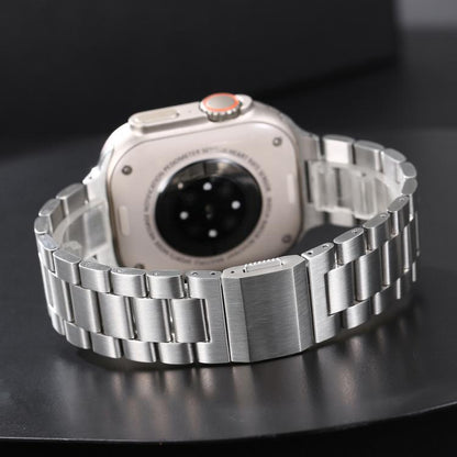 For Apple Watch 46mm / 49mm / 45mm / 44mm Norman Clasp Three-Link Titanium Alloy Watch Band(Silver) by bashfashion