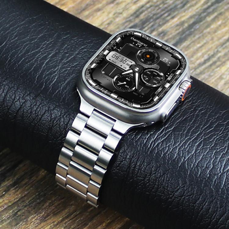 For Apple Watch 46mm / 49mm / 45mm / 44mm Norman Clasp Three-Link Titanium Alloy Watch Band(Silver) by bashfashion