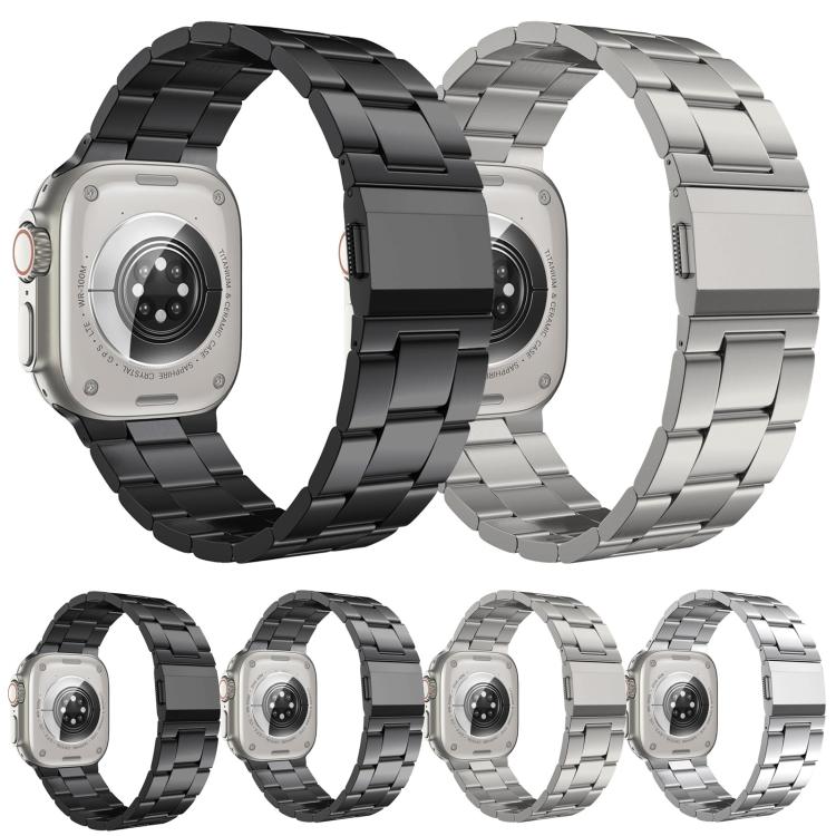 For Apple Watch 46mm / 49mm / 45mm / 44mm Norman Clasp Three-Link Titanium Alloy Watch Band(Silver) by bashfashion