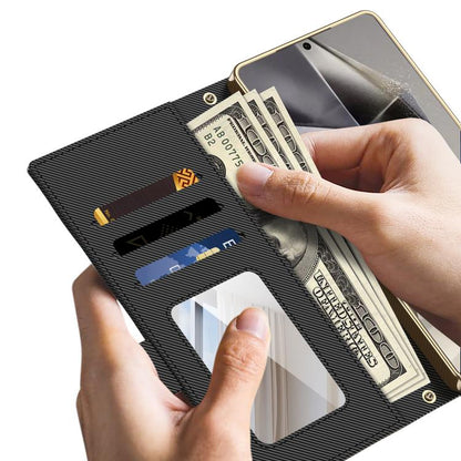 For Samsung Galaxy S24 Ultra 5G GKK Plating Diamond Texture Leather Phone Case With Crossbody Chain(Black) by GKK