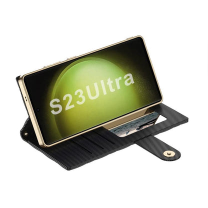 For Samsung Galaxy S23 Ultra 5G GKK Plating Diamond Texture Leather Phone Case With Crossbody Chain(Titanium Gray) by GKK